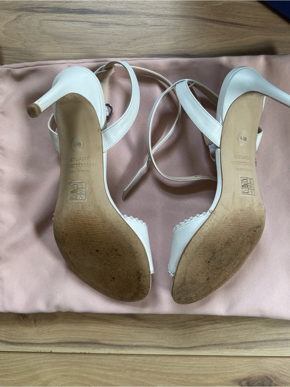 Stuart Weitzman Marilyn Pearl Sandal 75 Bridal Heels White Size 6.5 - Picture 8 of 11
